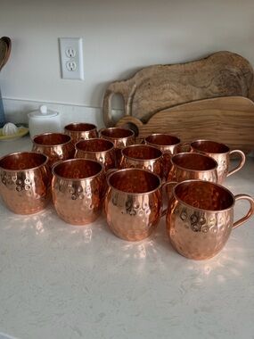 Hammered Copper Moscow Mule Mugs - Set of 12
